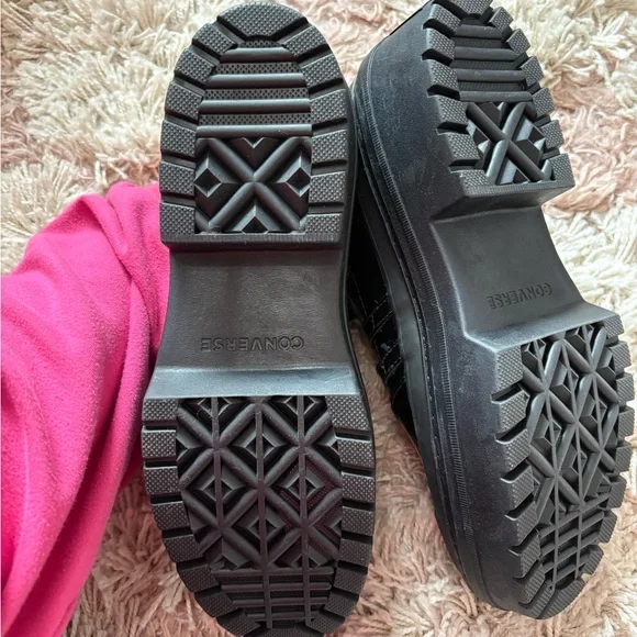 Converse Black Patent Triple-Buckle Platform Loafers - Picture 10 of 11